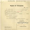 Registo de velocípede de marca Toman, com o nº 1348, em nome de António Sousa Sapina, morador em Silva.