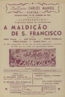 Programa do filme "A Maldição de São Francisco" com a participação de John Wayne, Ann Dvorak, Joseph Schildkraut, Villiam Frawley e Virgínia Grey.