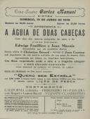 Programa do filme "A Águia de Duas Cabeças" realizado por Jean Cocteau com a participação de Edwige Feuillère e Jean Marais.