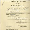 Registo de velocípede de marca Olympique, com o nº 2018, em nome de António Domingos Inácio, morador em Várzea de Sintra.