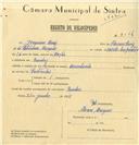 Registo de velocípede com o nº 8006, em nome de Joaquim Luís, morador em Queluz.