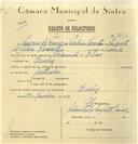 Registo de velocípede com o nº 6850, em nome de Américo da Fonseca Pinheiro Carvalho, morador em Queluz.
