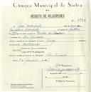 Registo de velocípede de marca Raio, com o nº 4942, em nome de José Marques, morador em Pero Pinheiro.