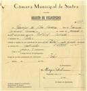 Registo de velocípede de marca Cicles Pombal, com o nº 6752, em nome de Henrique da Silva Casaca, morador em Belas.