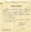 Registo de velocípede de marca Sachs, com o nº 7661, em nome de Francisco dos Santos Marques, morador em Casal das Serradas, Negrais.