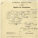 Registo de velocípede de marca Chandler, com o nº 2352, em nome de Domingos Lourenço Duarte, morador em Santa Susana.