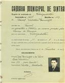 Registo de matricula de velocipedista em nome de Manuel Valentim Domingos, morador em Lourel, com o nº de inscrição 1824.