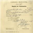 Registo de velocípede com o nº 2797, em nome de António Ribeiro, morador em S. Pedro de Sintra.