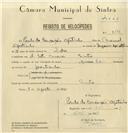 Registo de velocípede de marca Raio, com o nº 8184, em nome de Paulo da Conceição Agostinho, morador em Rua Sotto Mayor, Sintra.