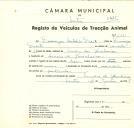 Registo de um veiculo de duas rodas tirado por um animal de espécie muar destinado a transporte de mercadorias em nome de Domingos António Duarte, morador no Arneiro dos Marinheiros.