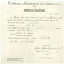 Registo de velocípede de marca Helios, com o nº 4700, em nome de Maria Manuela Gouveia de Castro, moradora em Sintra.