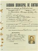 Registo de matricula de velocipedista em nome de P. Henrique Cartaxo Júnior, morador n Penha Longa, com o nº de inscrição 1109.
