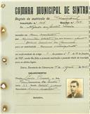 Registo de matricula de velocipedista em nome de Alfredo dos Santos Pereira, morador em Mem Martins, com o nº de inscrição 1016.