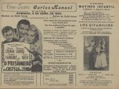 Programa do filme "O Prisioneiro do Castelo de Zenda" com a participação de Ronald Colman, Madeleine Carroll, Douglas Fairbanks e David Niven.