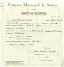 Registo de velocípede de marca Kreidler, com o nº 8330, em nome de João Rosalino Duarte, morador em Morelena.