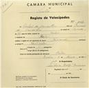 Registo de velocípede de marca Nacional, com o nº 1037, em nome de Aníbal de Carvalho, morador em Belas.