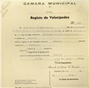 Registo de velocípede de marca Champion, com o nº 1041, em nome de Luís Manuel de Sousa Curado, morador em Lameiras.