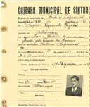 Registo de matricula de cocheiro profissional em nome de Joaquim Figueiredo Regalar, morador em Albarraque, com o nº de inscrição 930.
