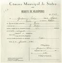 Registo de velocípede com o nº 5508, em nome de Joaquim Luís, morador em S. Marcos.