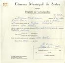 Registo de velocípede de marca Citifix, com o nº 8943, em nome de Joaquim Marta Xavier, morador em Mem Martins.