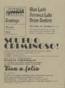 Programa do filme "Sou eu o criminoso" com a participação dos atores Alan Ladd, Veroneca Lake e Brian Donlevy.