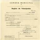 Registo de velocípede com o nº 3921, em nome de Eduardo da Conceição Dias, morador em Chilreira.