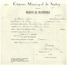 Registo de velocípede com o nº 8516, em nome de Narciso Abreu, morador no Bairro da Estação do Cacém.