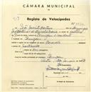 Registo de velocípede de marca Caravela, com o nº 5570, em nome de João Jacinto Caetano, morador em Pernigem.