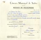 Registo de velocípede de marca Cruzador, com o nº 9201, em nome de Manuel dos Reis, morador em Belas