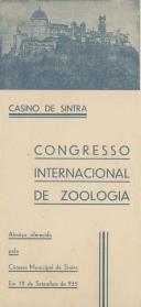 Ementa do almoço oferecido pela Câmara Municipal de Sintra no Congresso Internacional de Zoologia.