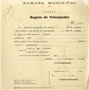 Registo de velocípede de marca Royal, com o nº 1321, em nome de Rodolfo Macedo Brito, morador em Colares.