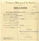 Registo de velocípede de marca Kreidler, com o nº 6627, em nome de Mário Fernando Moreira Mendes Gonçalves, morador em Massamá.