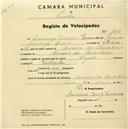 Registo de velocípede com o nº 1409, em nome de Domingos Joaquim, morador em Arneiro dos Marinheiros.