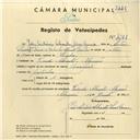 Registo de velocípede de marca Nacional, com o nº 4266, em nome de João António Abrantes Lúcio Garcia, morador em Algueirão.