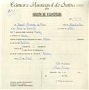 Registo de velocípede de marca Ibérica, com o nº 4618, em nome de Manuel Andrade da Silva, morador em Queluz.