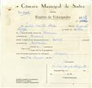 Registo de velocípede de marca Cabrita, com o nº 8748, em nome de Júlio Simões Filipe, morador em Maceira.