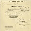 Registo de velocípede de marca Champion, com o nº 1294, em nome de Joaquim Francisco Monteiro, morador em Cacem.