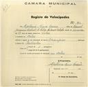 Registo de velocípede de marca Champion, com o nº 883, em nome de Apolónia Nunes Correia, morador em Belas.