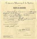Registo de velocípede de marca Goricka, com o nº 7144, em nome de Jorge Alfredo Francisco, morador em Linhó.