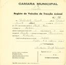 Registo de um veiculo de duas rodas tirado por dois animais de espécie cavalar destinado a transporte de mercadorias em nome de Felisberto Duarte, morador em Bolelas.