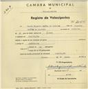 Registo de velocípede com o nº 2055, em nome de Maria Eugénia Rebelo de Andrade, moradora em Pexilgais.