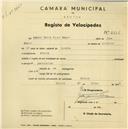 Registo de velocípede com o nº 2616, em nome de Augusto Maria Pinto Mayer, morador em Sintra.