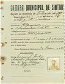 Registo de matricula de velocipedista em nome de Augusto Paulino, morador no Algueirão, com o nº de inscrição 963.