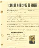Registo de matricula de cocheiro amador em nome de Almerinda Jesus Alves, moradora em Belas, com o nº de inscrição 756.