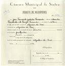 Registo de velocípede de marca Union, com o nº 5013, em nome de José Fernando Godinho Fernandes, morador em Azenhas do Mar.