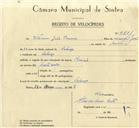 Registo de velocípede de marca União, com o nº 9851, em nome de Vitorino João Pereira, morador em Sabugo.