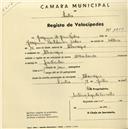 Registo de velocípede com o nº 1979, em nome de Joaquim de Jesus Pedro, morador em Albarraque.