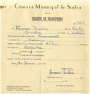 Registo de velocípede de marca Vilar, com o nº 7743, em nome de Francisco Martins, morador em Sabugo.