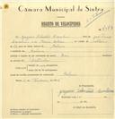 Registo de velocípede de marca Raio, com o nº 7543, em nome de Gregório Sebastião Cavaleiro, morador em Morelena.