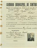 Registo de matricula de velocipedista em nome de João Lopes, morador em Sintra, com o nº de inscrição 971.